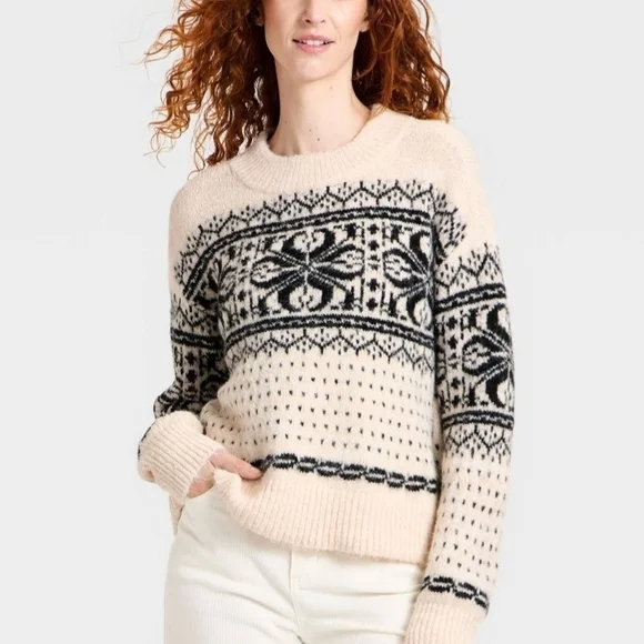 Universal Thread Cream and Black Knit Sweater - Picture 1 of 4